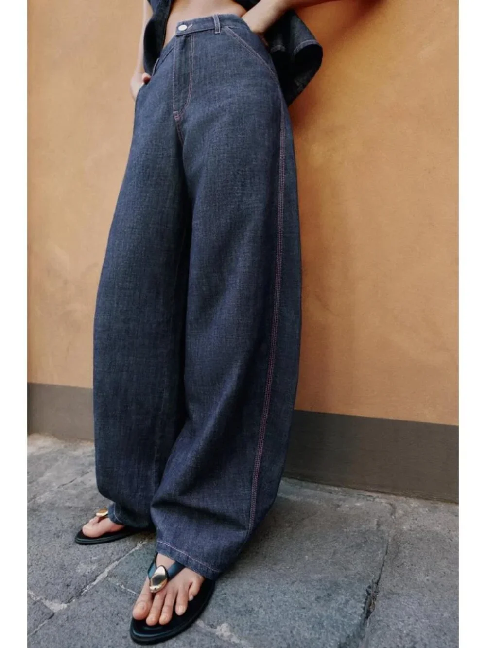 ZARA LINEN BARREL PANTS